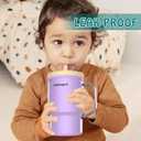 Toddler Cups  9 oz Adorable Miniature Tumbler with Leak-Resistant Straw and Toddler-Friendly Handle, Encourages Hydration, Easy to Clean, Sippy cups for Toddlers 1-3BPA Free silicone (Lilac)