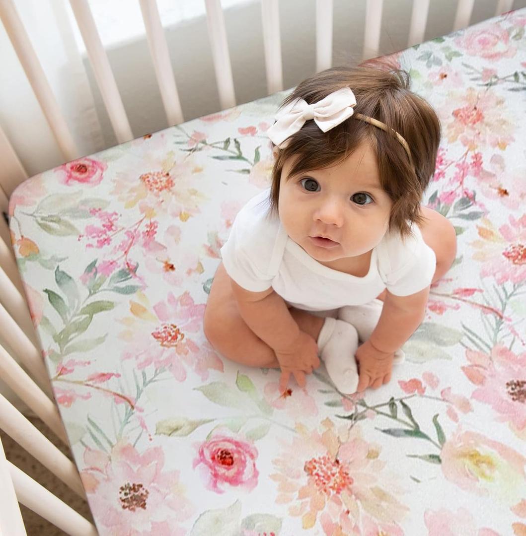 Baby Girls Crib Sheets | Floral Ultra-Soft Bedding for Crib Mattress and Toddler Beds - Ultra Soft Fitted Crib Sheet for Baby Girls Comfort and Elegance by Max&So