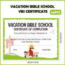 Vacation Bible School Certificates - 50 Pcs VBS Certificate of Completion 11"X 8.3", Christian Cross Attendance Award Participation Certificates for Religious Sunday School Elementary