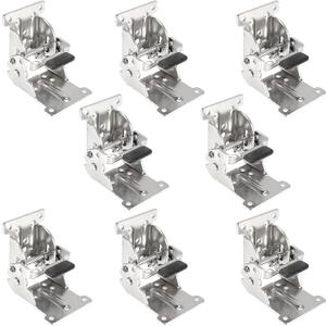 8 Pack 0-90-180 Degree Foldable Support Bracket, Self-Locking Hinge Table Leg Brackets with Mounting Screws, Corner Brace for Folding Legs, Folding Workbench, Silver