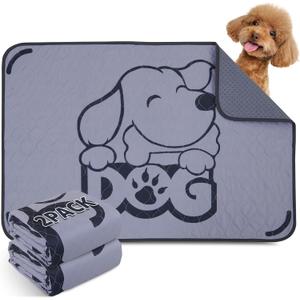 2 Pack Washable Pee Pads for Dogs: Non-Slip Puppy Training Pads with Fast Absorbency - Pet Whelping Pads, Ideal as Puppy Playpen Mat for Incontinence, Housebreaking, and Crate, 31x36 Inches, Gray