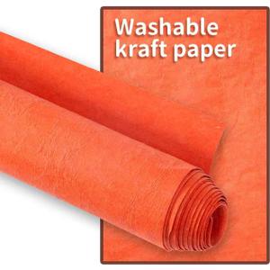 GONGZITEM Washable Kraft Paper Roll 16.9" x 58.5"  Sewable Kraft Paper Fabric for DIY Bag Making, Tote & Lunch Bags  Leather-Like Craft Material (GZ04)