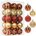 SHareconn 28ct 2.36 Inch Christmas Tree Balls Ornaments, Colored Shatterproof Plastic Decorative Baubles Decorations for Xmas Tree Decor Holiday Party Wedding Decoration (Red & Gold, 60mm)