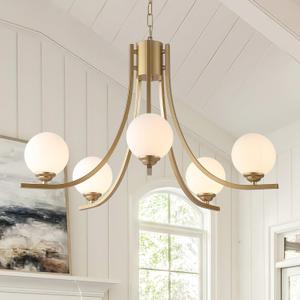 Gold Farmhouse Chandelier Modern Sputnik Chandelier for Dining Room Glass Globe Chandelier Dining Room Light Fixtures for Foyer Living Room Kitchen Island