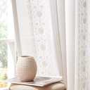 jinchan Weslie White Linen Curtains for Bedroom Vintage Floral Farmhouse Curtains 90 Inches Long Linen Drapes for Living Room Embroidered Light Filtering Drapes Rustic Cottagecore Off White 2 Panels