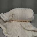 BEDELITE Twin Blanket for Couch & Bed, 300GSM Soft & Warm Fleece Blanket, Decorative and Giftable Striped Cream White Blankets for Women, Men, 60"x80"