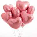 25pcs Heart Shape Foil Mylar Balloons Pink 18" for Birthday Party Decorations, Wedding Decor, Engagement Party, Holiday, Baby Show