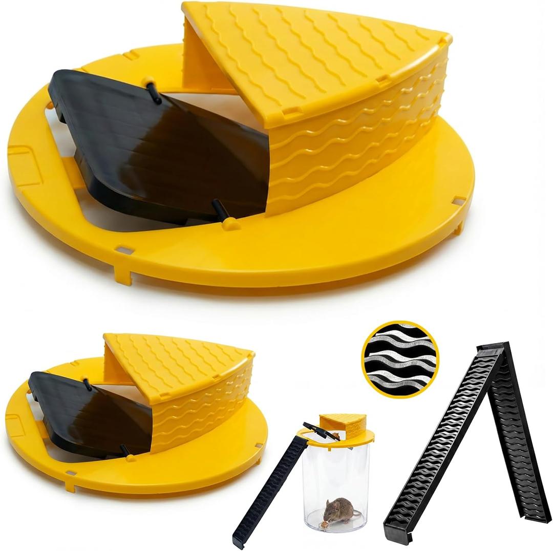 Mouse Trap Bucket, 5 Gallon Mouse Bucket Trap Flip Lid 2PACKS, Reusable Rat Trap, Eco-Friendly Bucket Rat Trap, Mouse Traps Indoor for Home, Rat Traps Outdoor