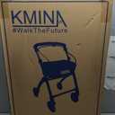 KMINA Narrow Walker for Small Spaces, Foldable Walker with Tray and Basket, 4 Wheels and Brakes, Lightweight Indoor Rollator for Seniors, Black, PRO Model