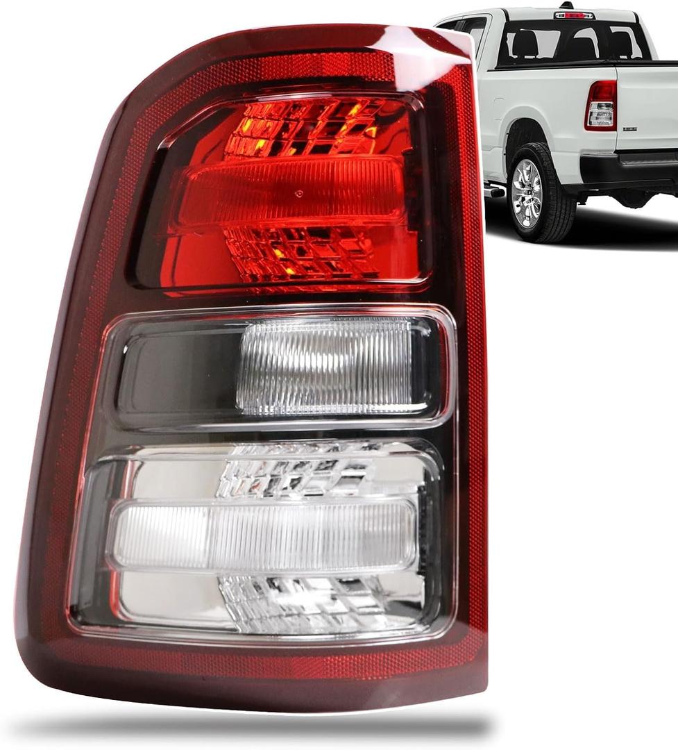 Lathsy Tail Light Black Bezel Compatible With 2019-2023 Dodge Ram 1500 Left Driver Side Taillight Replace 68261577AE