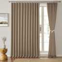 80 Inch Wide Black Pinch Pleated Curtains 80 x 96, Thermal Insulated Noise Cancelling Living Room Office Drapes 96 Inches Long, Patio Sliding Glass Door Window Curtain 2 Panels, Cappuccino