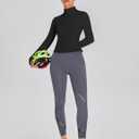 BMJL Womens Workout Tops Long Sleeve Golf Shirts UPF 50 Ribbed Light Jackets Quarter Zip Pullover Three Pockets (Black, S)