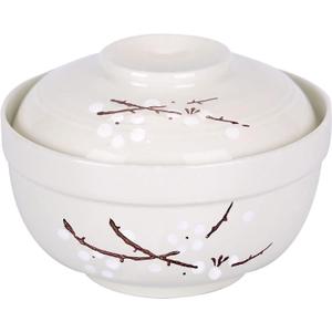 WHJY Japanese Creative Hand-painted Ceramic Tableware with Lid for Soup and Noodles, with Heat Preservation Function, Integrated Bowl and Lid - Cyan Blue