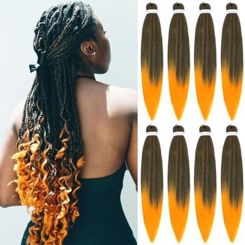 Alrence Pre Stretched Braiding Hair Long Braid 30 Inch 3 Packs Professional Braiding Hair Extensions Synthetic Crochet Twist Brai Orange
