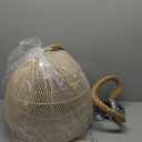 1 Light Rattan Chandelier Woven Light Fixture, Boho Coastal Wicker Pendant Hanging Ceiling Light for Kitchen, 15.74"W Large Lampshade for Living Room Bars Restaurants (40CMx35CM)