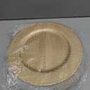 Okllen 12 Pack Plastic Gold Charger Plates, 13" Round Beaded Charger Plates for Wedding, Catering Event, Tabletop Decor