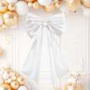Large Bow Decor for Room, Large White Bow Birthday Party Backdrop, Wall and Door Decorations for Birthday, Wedding, Bridal Shower, Coquette Theme (White)