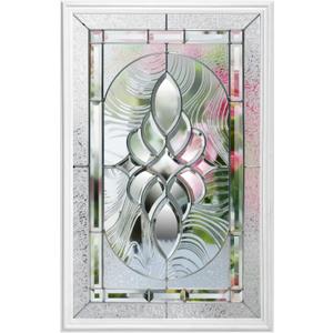 Entry Door Glass Insert White Exterior Front Door Window Inserts Replacement Kit for Home Improvement (22 x 36,Nickel Caming)