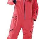 XUQNAGG Women's One Piece Ski Suits Windproof Jumpsuit Waterproof Warm Breathable Detachable Hood Snowsuit For Snow Sports,XS