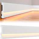 Briwooody 6 Pcs Baseboard Molding with LED Duct 2.6FT/0.8M White Baseboard Molding for Wall Skirt Lighting Channel Skirtingboard Fits for Your Choice of LED Strips (Classic)