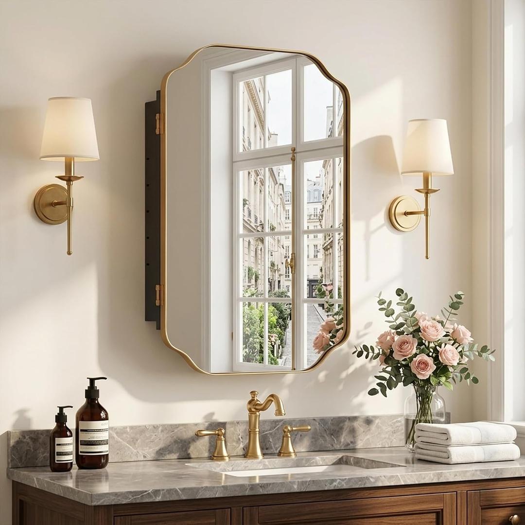 16"x25" Bathroom Medicine Cabinet Wall-Mounted Mirror with Storage