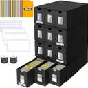 12000+ Trading Card Storage Box for Commander Display, Card Deck Box Cardboard with 48 Dividers, Labels & Tapes, Trading Card Collection Box Fit for TCG, PTCG, MTG and Sport Cards