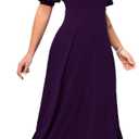 Maxi Dresses for Women Casual Floor Length Round Neck Party Formal Long Dresses (Purple, S)