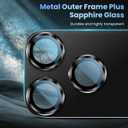 Uyiton Compatible with iPhone 17 Pro Camera Lens Protector - [Not Easy to Break][Strong Adsorption][Case-Friendly] Metal Tempered Glass Rear Camera Screen Cover - Black Titanium