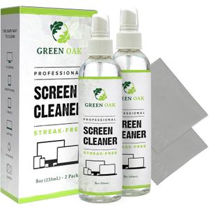 Green Oak Screen Cleaner Professional Screen Cleaner Spray - Best for LCD & LED TV, Tablet, Computer Monitor, Phone - Safely Cleans Fingerprints, Dust, Oil (8oz 2-Pack)