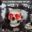 Halloween Skull Head Decor, Resin Skull Statues, Resin Skull Head Tabletop Decoration for Halloween Home Office Decor Candy Servers