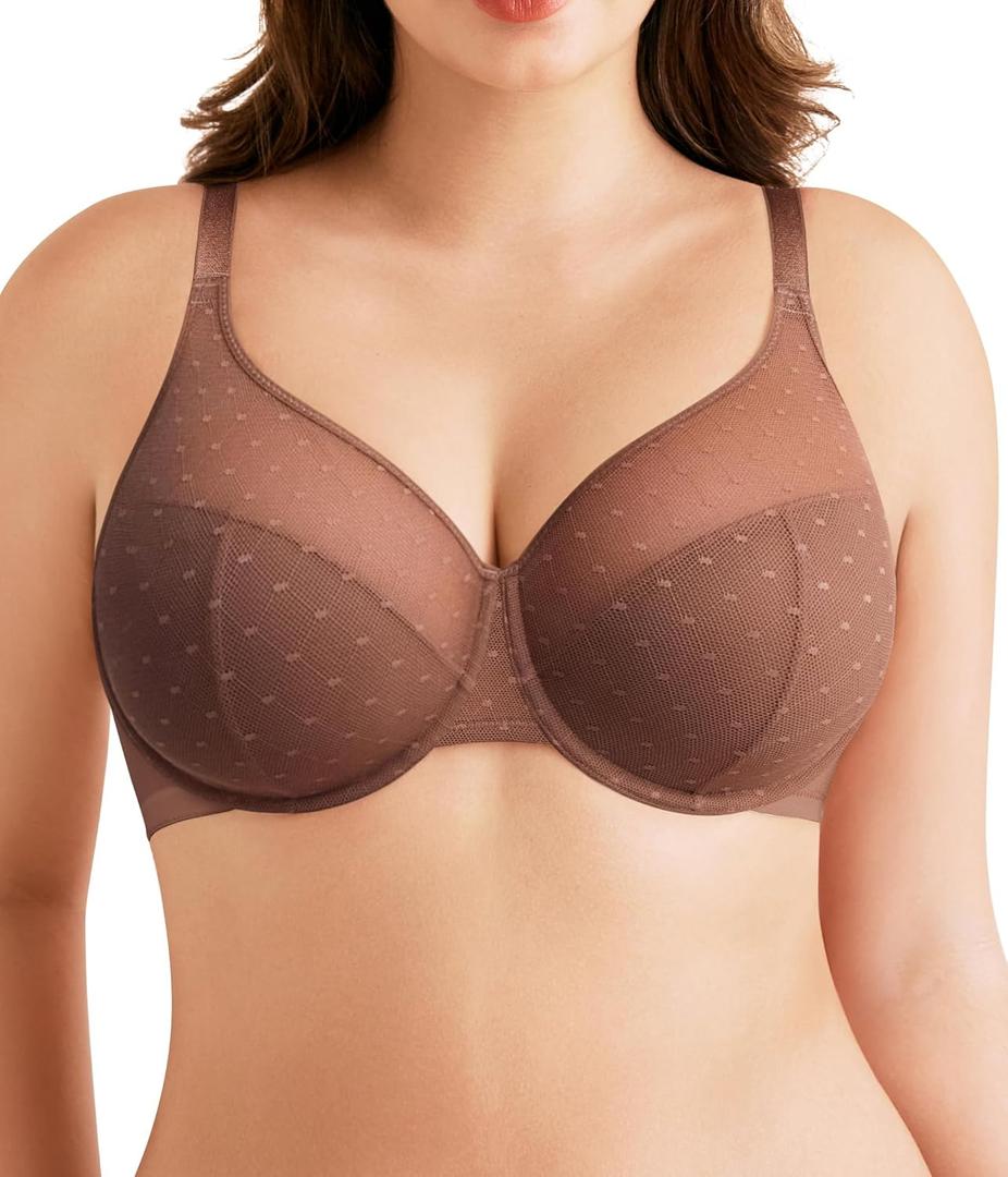 Minimizer Bras for Women Full Coverage Plus Size Bras with Underwire Support for Large Breasts (40C, Coffee Brown)