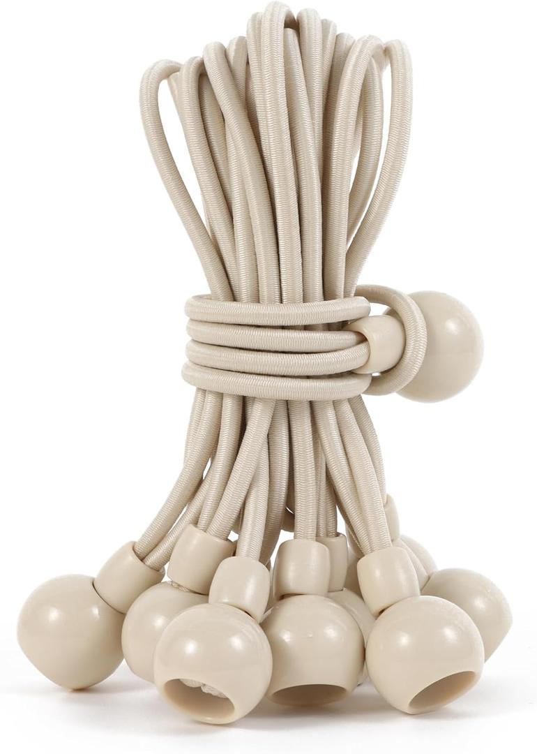 New Type of Ball Shaped Bungee Cord, 9 inches, 50 Pieces, Used for Camping, Tent Poles, Bicycles, Motorcycle Back Shelves, Goods, UV Protection, Tent Tarpaulin Tied Bungee Balls (9inBeige, 50)