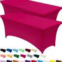 Utopia Kitchen Spandex Tablecloth 2 Pack [6FT, Fuchsia] Tight, Fitted, Washable and Wrinkle Resistant Stretch Table Cloth Rectangle Cover for Trade Show, Weddings & Parties [72Lx30Wx30H Inch]