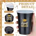 Ziliny 50 Pack Graduation Decorations 2026 16 oz Graduation Plastic Cups Congrats Grad Disposable Drinkware for Class of 2026 Grad Festivities Essential Graduate Party Favor Supplies (Black and Gold)