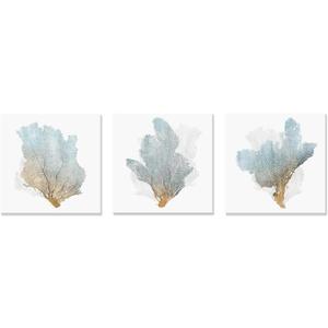 JAPO ART Delicate Coral Wall Decor for Bedroom Coastal Wall Art Home Decor Framed Sea Fan Pictures Nautical Prints Artwork for Bathroom Bedroom 16"x16"x3pcs