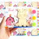 12 Pack Pink Farm Party Favors for Kids  Individually Wrapped Paint Your Own Wooden Magnet Craft Kits with Thank You Card, Barnyard Animal Birthday Supplies for Girls