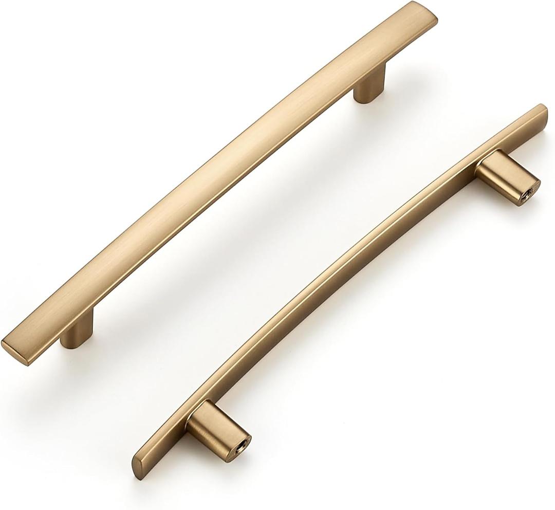 Ravinte 5 Pack Cabinet Handles Champagne Bronze Cabinet Pulls Kitchen Cabinet Handles,Curved Drawer Pulls in 7-1/4 Inch Length with 5 Inch Hole Center Arch Kitchen Cabinet Hardware