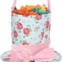 Dansydaisy Wonderland Costume Accessories Hat Trick or Treat Bag Halloween Movie Wonderland Pink and Blue Cute Standard Portable with Handle for Halloween Gifts Party Favors Supplies