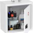 Uniclife Wall Mount Medicine Cabinet with Combination Lock & Handle Locking First Aid Cabinet Lockable Medical Cabinet Medium Medicine Organizer Secure Steel Wall Cabinet Metal Storage Box, White