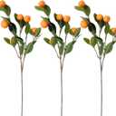 3 PCS Artificial Tangerine Branches, Simulation Orange Branch, Kumquat Tangerine Branch Lifelike Fake Fruit Props with Green Leaves for Decorative Fruit Flower Arrangement Photography Props