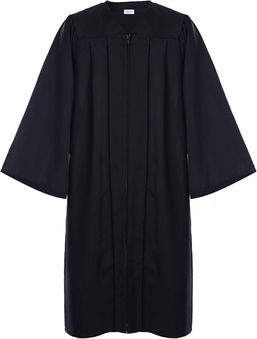 Newrara Unisex Premium Matte Graduation Gown Only (Large 51(5'6"-5'8"), Black)