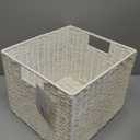Honey-Can-Do STO-03562 Parchment Cord Crate with Handles, White, 12.2 x 13 x 10 inches