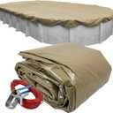 Pool Mate 15 x 30 ft Extra Strength Sandstone Winter Oval Pool Cover for Above Ground Pools, 4 ft Overlap (19 x 34 ft Cover Size), Solid 12 x 12 Scrim, 3.7 oz/yd2, Style: 571530-4