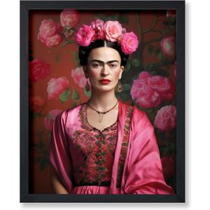 Poster Master Frida Poster - Portrait Print - Flower Art - Mexican Painter Art - Minimal Art - Gift for Men & Women - Floral Decor for Bedroom, Living Room or Office - 11x14 UNFRAMED Wall Art