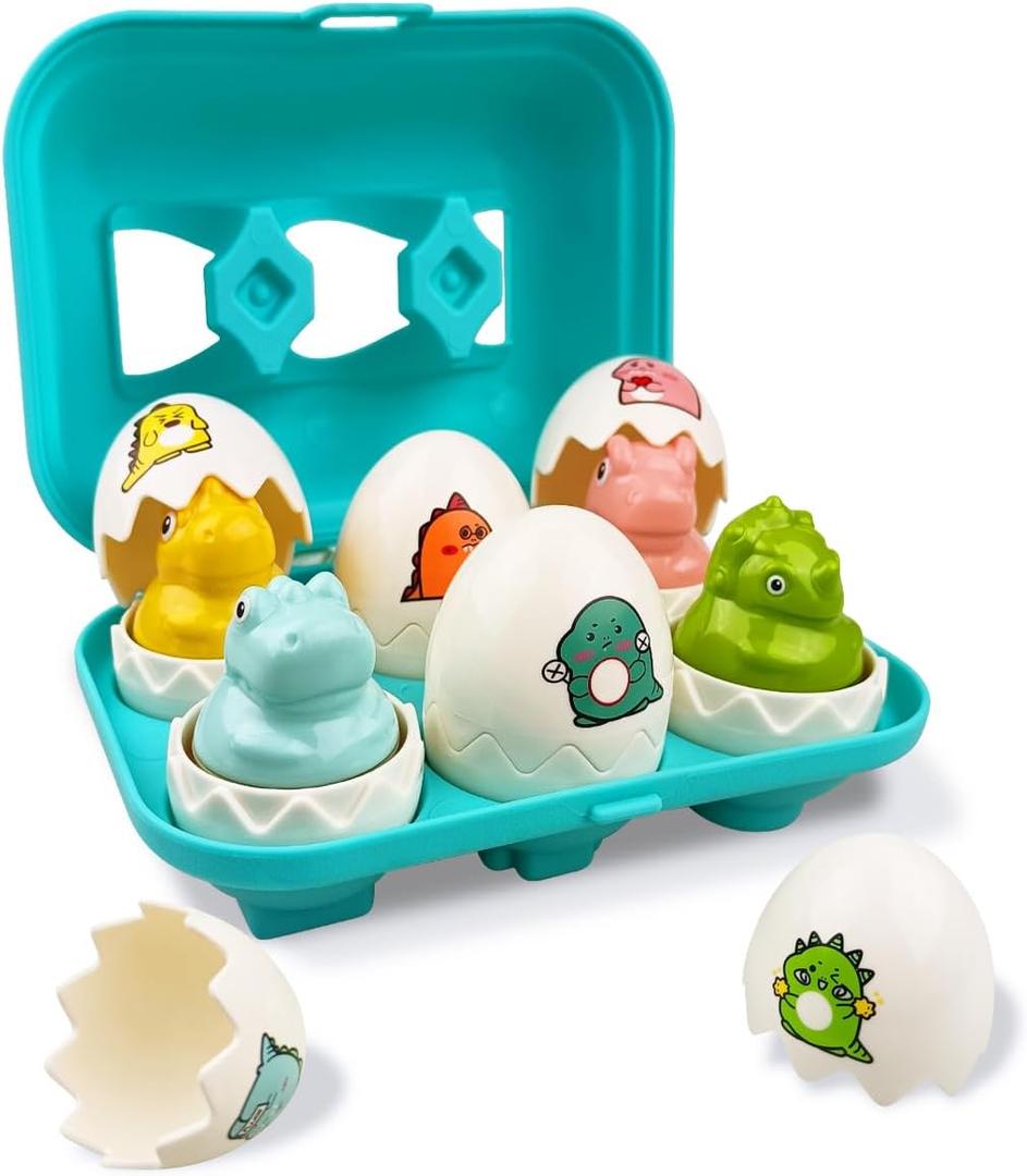 Pinkiwine Easter Hide & Squeak Dinosaur Eggs Montessori Sorting & Matching Learning Toys for Toddlers Kids Boys Girls Easter Basket Stuffers Gifts Party Favors, Medium