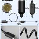 Cigarette Lighter Socket Adapter USB C Male to 12V 12W Max, Car Cigarette Lighter Socket Female Converter Cable, Adjustable 5V 9V 12V for Dash, 1 Pack