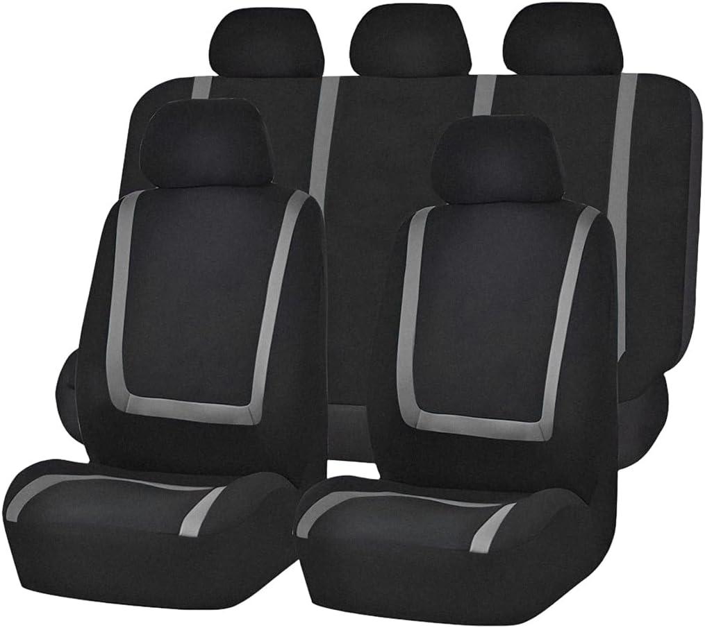 Zpana Car Seat Covers, Full Set Split Non-Slip Vehicle Front & Rear Seat Protector, Durable Comfortable Automotive Interior Chair Protective Cover, Universal for SUV Automobile Truck (Black/Gray)