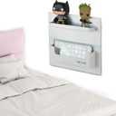 Bedside Shelf Organizer,Stick On Adhesive Wall Mounted Shelf Holder for Phone,Reading Glasses,Remote Control - Good for Home,Dorm,Bedroom,Office (Horizontal Type/White)