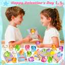 Valentines Day Gifts for Kids School, 24 Packs Axolotl Squishy Toys Bulk with Valentines Day Card for Classroom Exchange Party Favors,Fidget Squishy Toys Slow Rise Squishies for Boys Girls