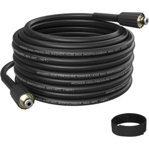 PVC Pressure Washer Hose 50 FT x 1/4", Kink Resistant Power Washer Hose, High Pressure Water Hose Extension Replacement for Home Use, 3600 PSI, Dark Black